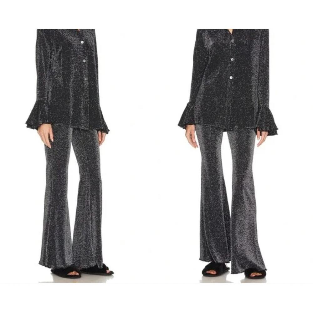 Sleeper Lurex Shimmer Black Lounge Pants NWT Size Small Holiday Sparkle